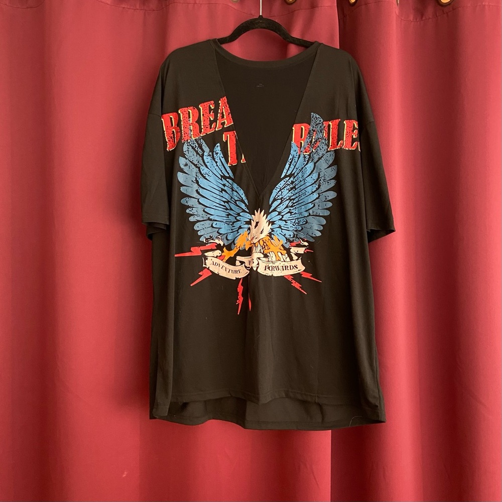 SHEIN black oversized t-shirt with eagle